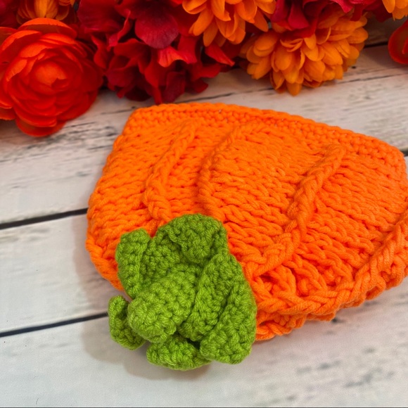 Infant Baby Fall Pumpkin Hat Photography Prop - Picture 6 of 10
